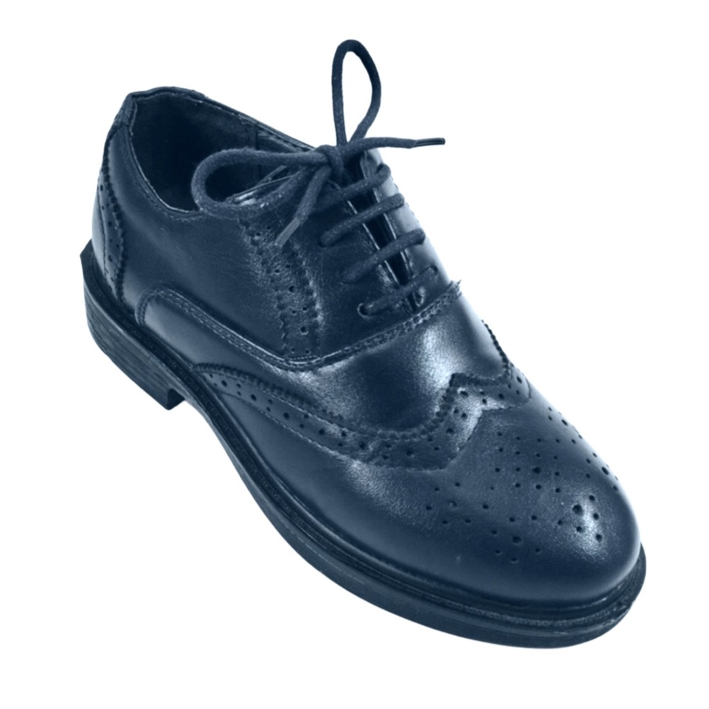 Hermoso New York Boys Navy Leather Wingtips Sz 12.5